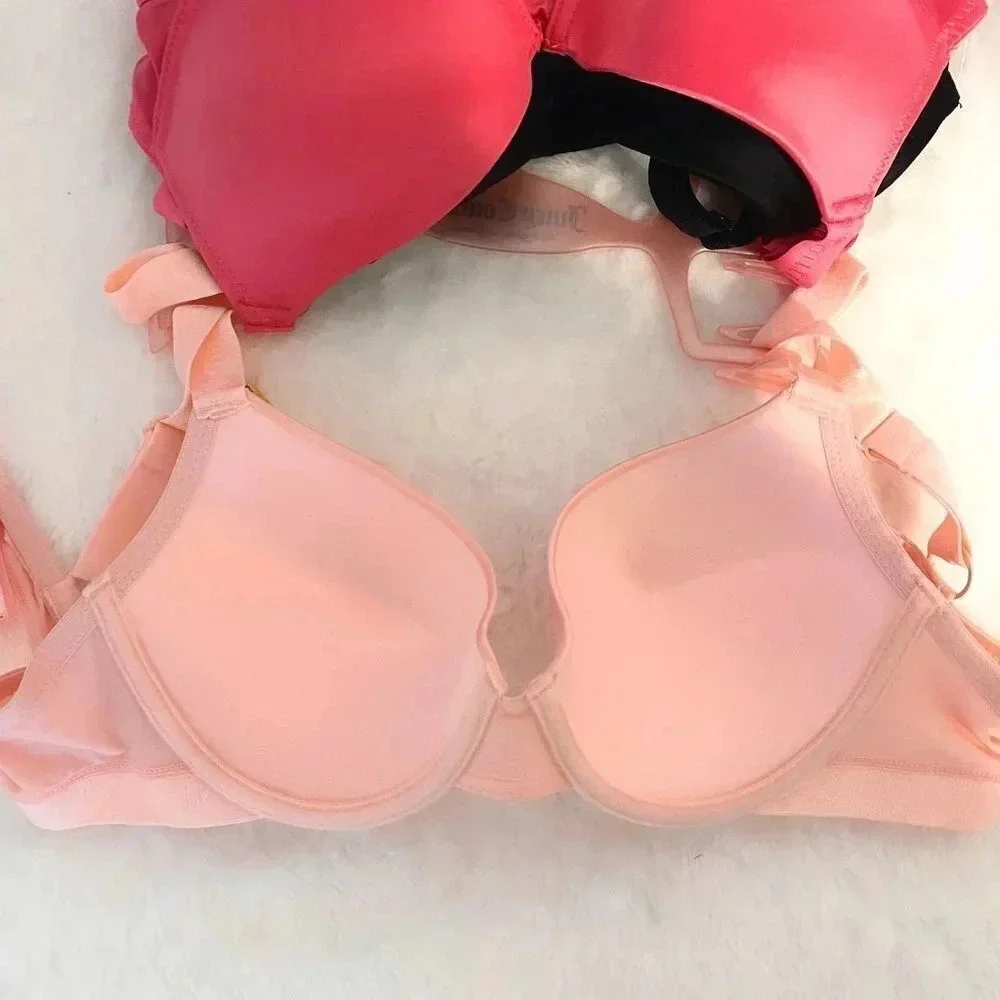 Juicy Couture Bra Sexy Push Up Pink Black 3 Bras Set size 34B NWT